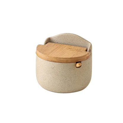 Pot à Épices avec Couvercle en Bambou – Céramique pour organiser vos herbes et épices en cuisine