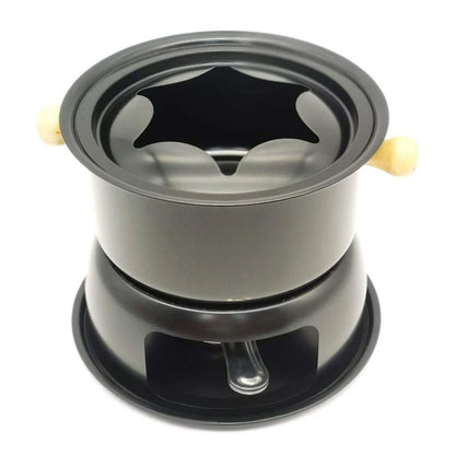 Pot à Fondue Acier Inox Mini – Fromage & Chocolat avec 6 Fourchettes pour dîners conviviaux