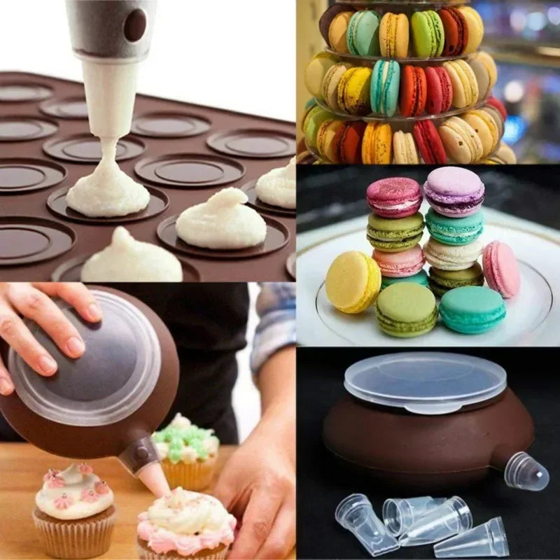 Pot à Macaron en Silicone – Dressage Facile et Précis pour préparer des macarons colorés et décorations de cupcakes