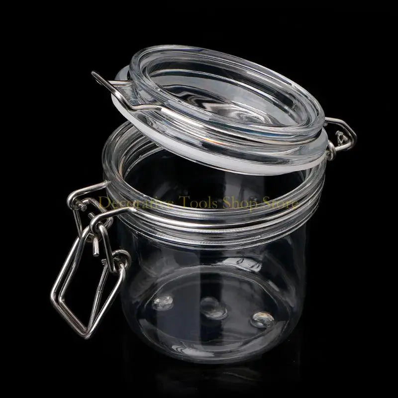 Pot hermétique 500 ml transparent avec fermeture métallique durable pour conservation alimentaire