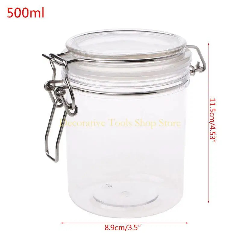 Pot hermétique 500 ml transparent avec fermeture métallique pour conservation alimentaire