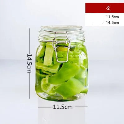 Pot hermétique en verre transparent avec couvercle, idéal pour stockage alimentaire écologique 1 à 5 kg.