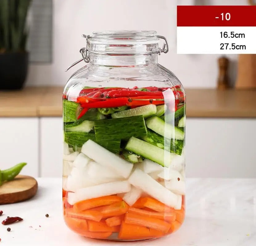 Pot hermétique en verre pour stockage alimentaire écologique de 1 à 5 kg rempli de légumes frais colorés