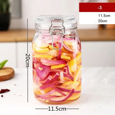 Pot hermétique en verre pour stockage alimentaire écologique 1 à 5 kg avec des légumes colorés à l'intérieur