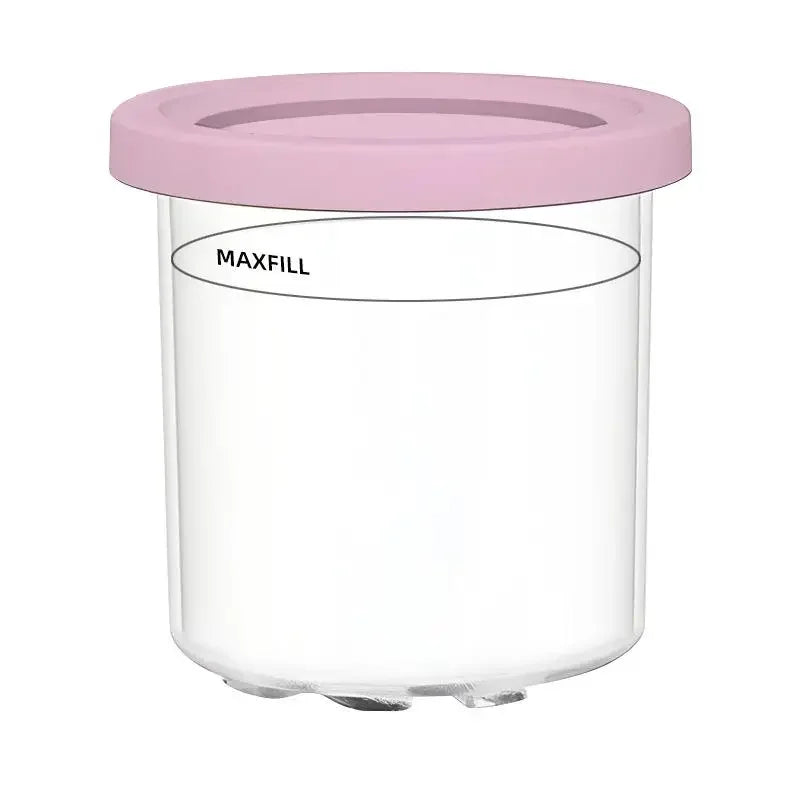 Pots Compatibles Ninja CREAMi NC299 NC300 NC301 avec couvercle rose pour préparation de crème glacée