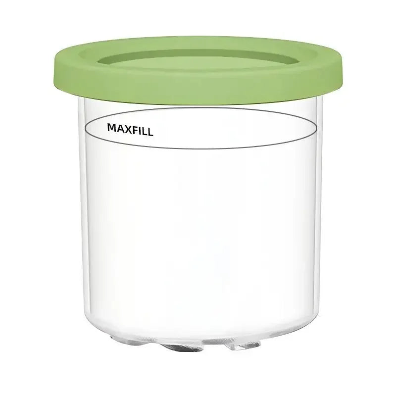 Pot transparent avec couvercle vert de Ustensile de chef Pots Compatibles Ninja CREAMi NC299 NC300 NC301