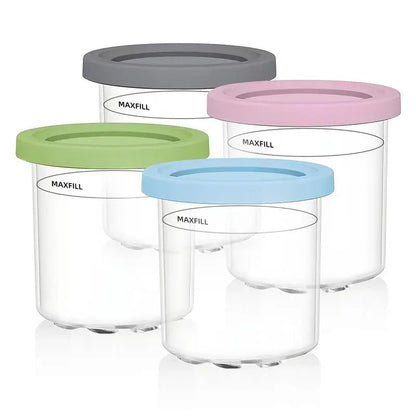 Pots Compatibles Ninja CREAMi NC299 NC300 NC301 avec couvercles colorés gris rose vert bleu