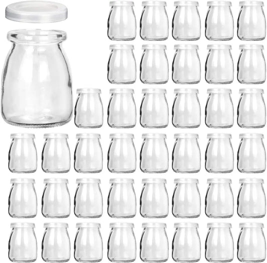 Ensemble de 50 pots en verre 200 ml avec couvercles PE, idéaux pour la conservation des aliments