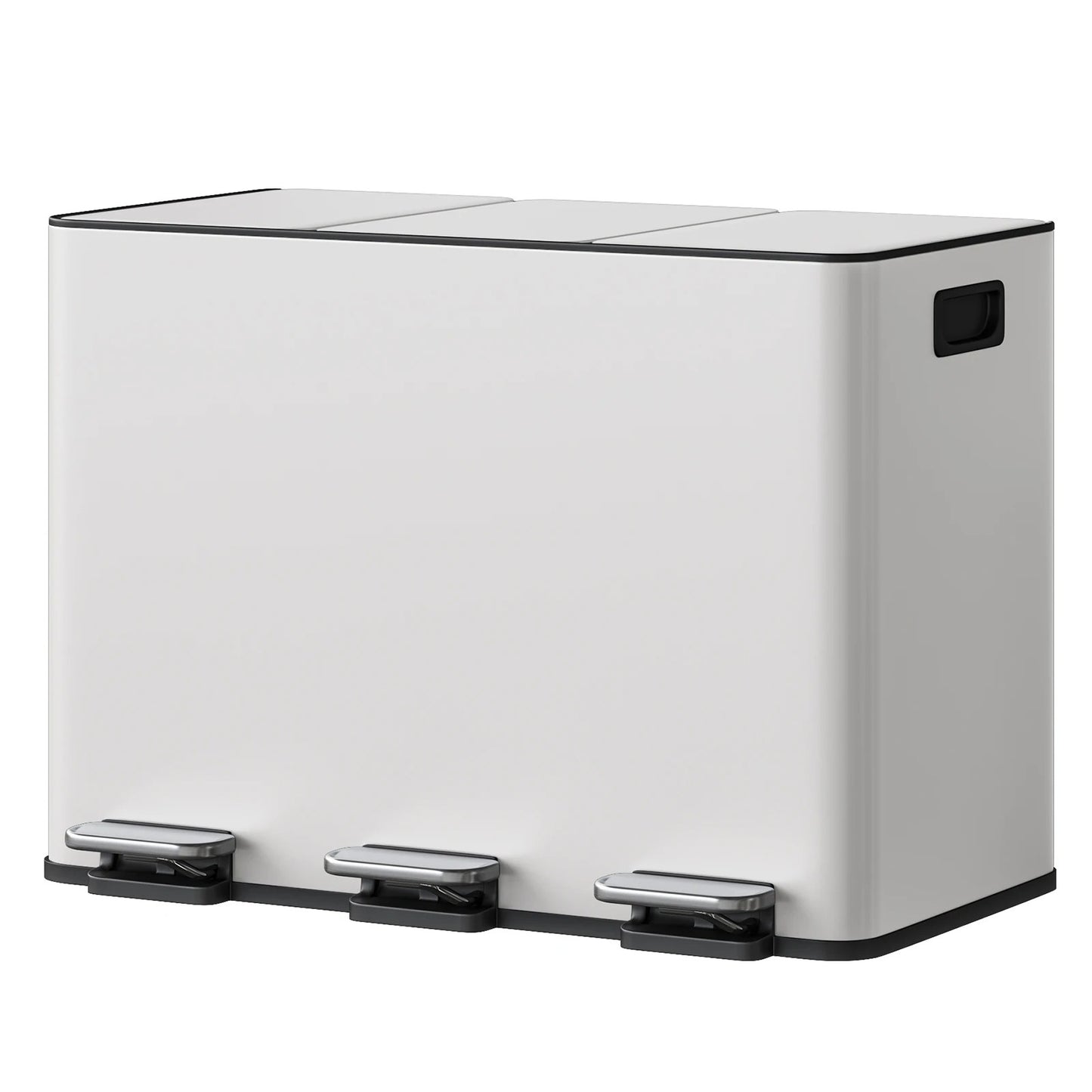 Poubelle de Cuisine 3 Compartiments 45 L en Inox avec pédales pour un accès facile