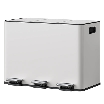 Poubelle de Cuisine 3 Compartiments 45 L en Inox avec pédales pour un tri efficace des déchets