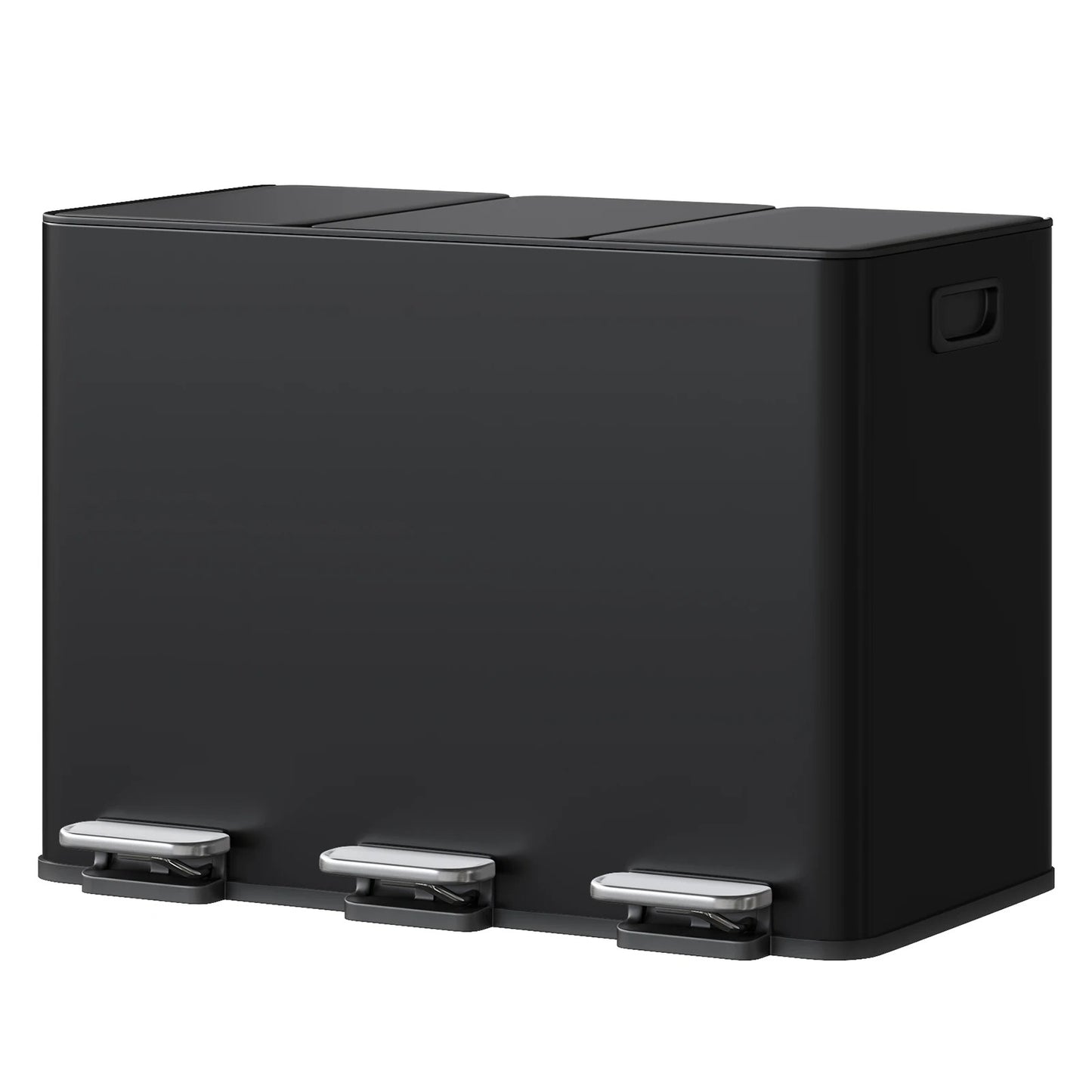 Poubelle de Cuisine 3 Compartiments 45 L en Inox avec pédales pour un tri facile des déchets