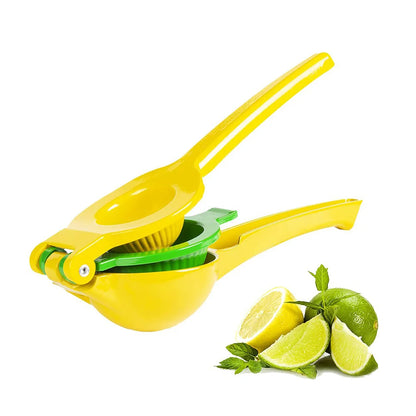 Presse-Agrumes Manuel Inox 2-en-1 – Citron & Lime Facile, outil jaune pour extraire le jus des citrons et limes