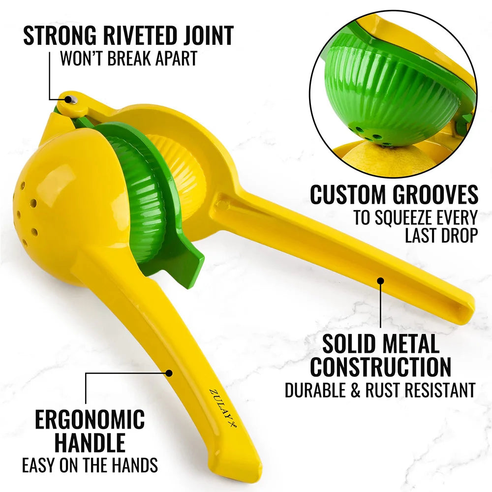Presse-Agrumes Manuel Inox 2-en-1 – Citron & Lime Facile avec poignée ergonomique et construction en métal robuste