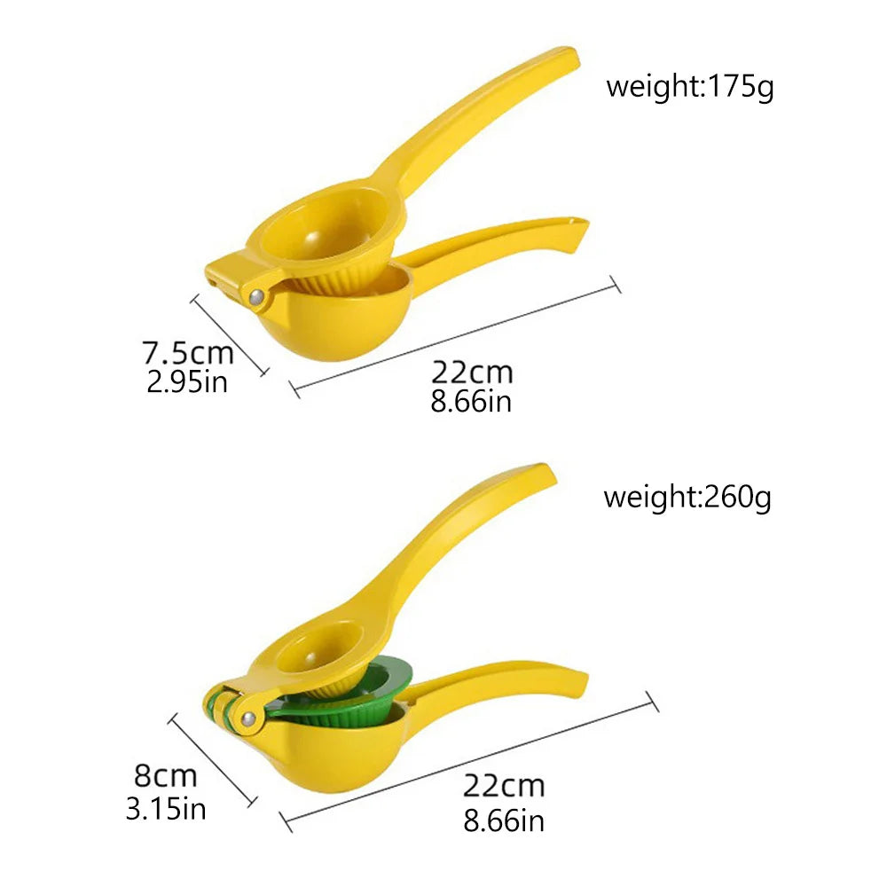 Presse-Agrumes Manuel Inox 2-en-1 – Citron & Lime Facile en jaune avec poignées ergonomiques