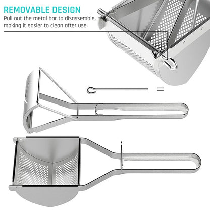 Presse-aliments inox manuel à design amovible pour purées, fruits et légumes maison facile à nettoyer