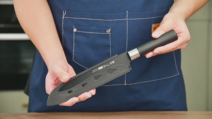 Couteau Cuisine PLYS Lame Noire – Inox Antirouille + Étui