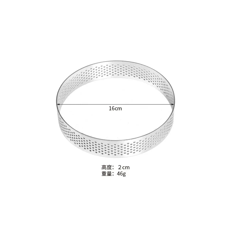Cercle à Pâtisserie Inox – Moule Rond Pro perforé diamètre 16 cm hauteur 2 cm pour pâtisserie