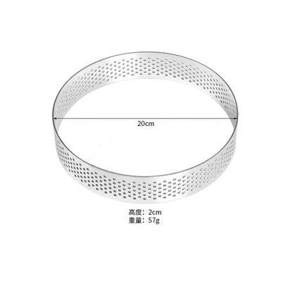 Cercle à Pâtisserie Inox – Moule Rond Pro perforé de 20 cm de diamètre et 2 cm de hauteur