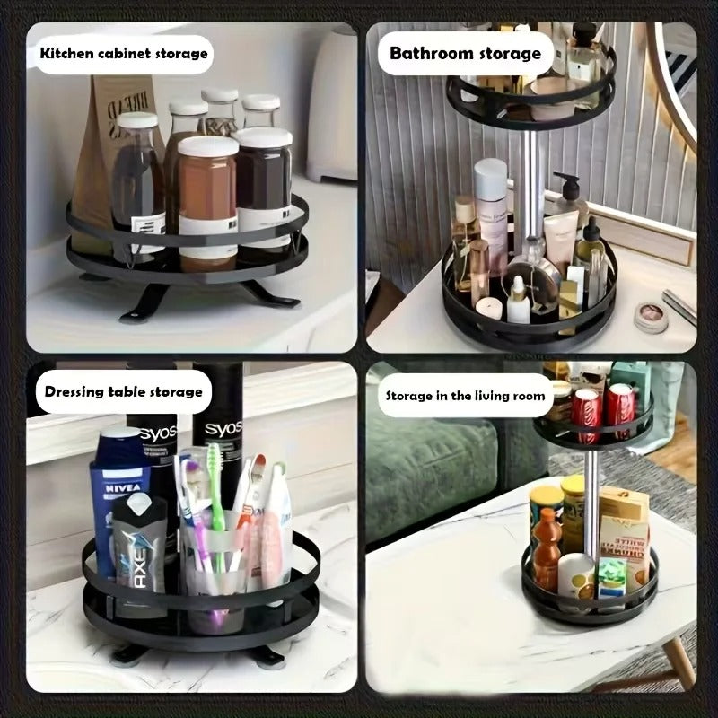 Rangement à Épices Rotatif 360° – 3 Niveaux pour une organisation pratique dans la cuisine, salle de bain et dressing.