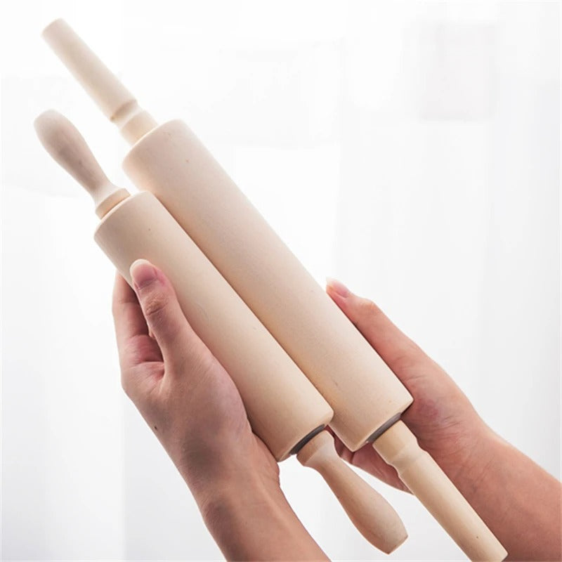 Rouleau à Pâtisserie en Bois avec Poignées – idéal pour étaler la pâte avec facilité