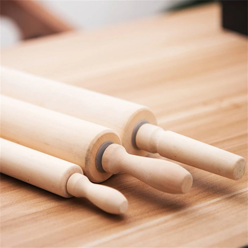 Set de rouleaux à pâtisserie en bois avec poignées – 20 à 45 cm, idéal pour la cuisson maison
