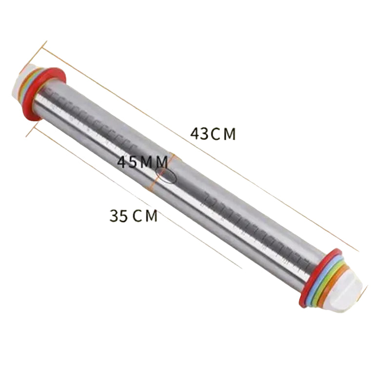 Rouleau à Pâtisserie Réglable en Inox – 43 cm avec marquages pour des pâtes parfaitement uniformes