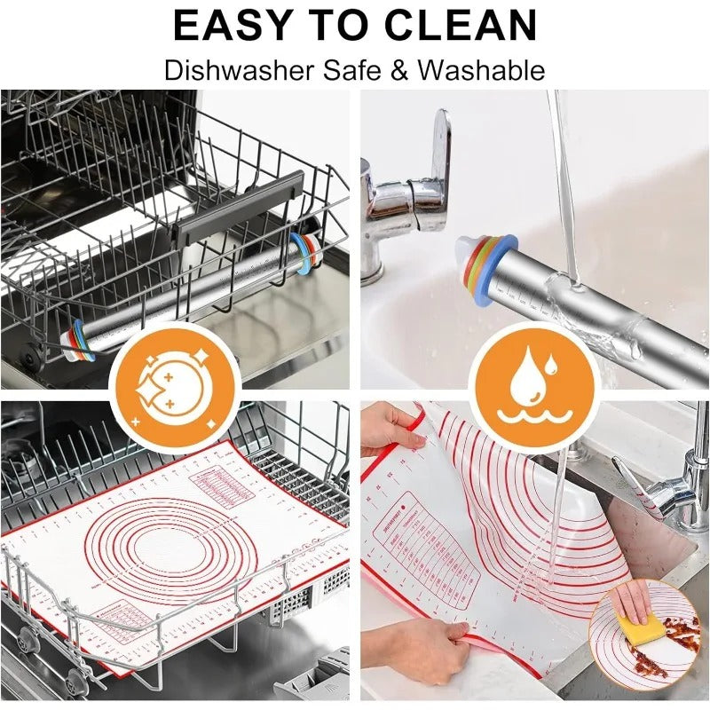 Rouler à Pâtisserie Réglable en Inox – 43 cm facile à nettoyer avec des instructions d'entretien