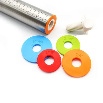 Rouleau à Pâtisserie Réglable en Inox – 43 cm avec des anneaux de réglage colorés pour une pâtisserie précise
