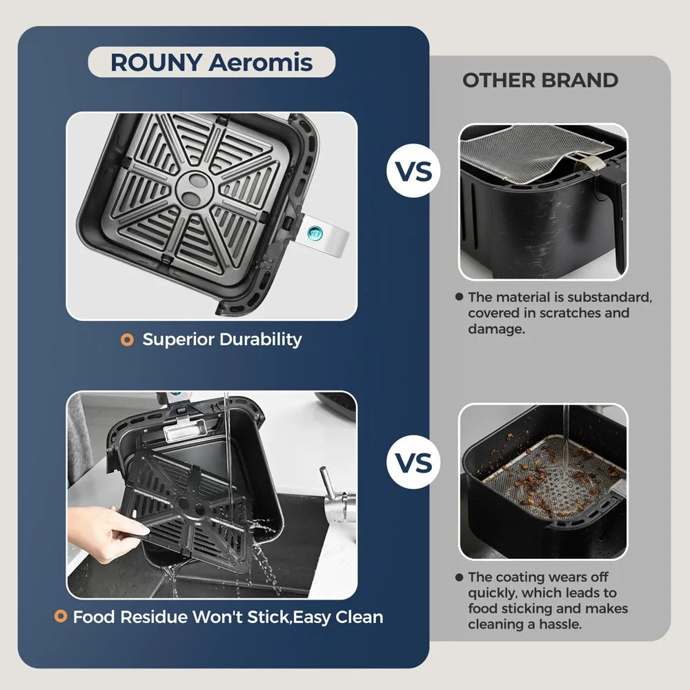 Comparaison entre la friteuse sans huile 5 L avec fenêtre de visualisation et d'autres marques pour une durabilité supérieure