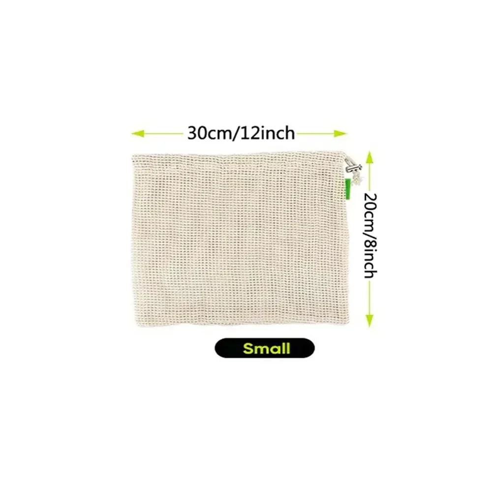 Sac en Maille Coton Bio – Réutilisable en taille petite, 30cm x 20cm, idéal pour les courses écologiques