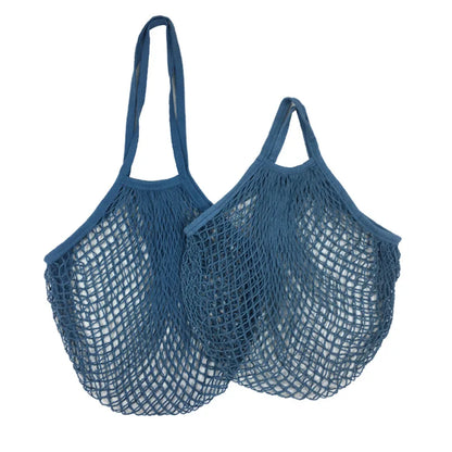 Sac Filet Réutilisable – Tote Bag Coton pour Fruits & Légumes en bleu, idéal pour les courses écologiques