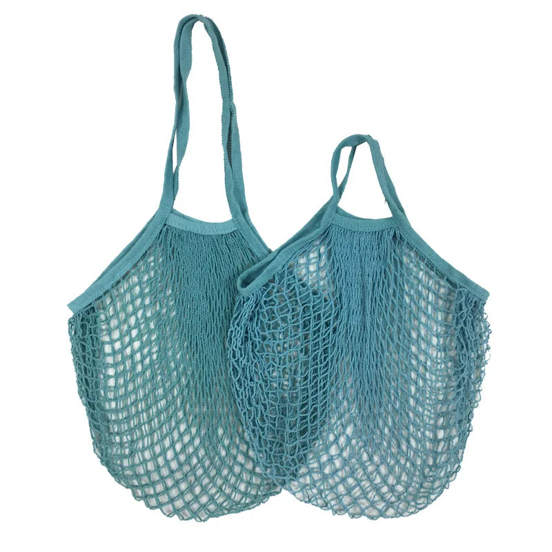 Sac Filet Réutilisable – Tote Bag Coton pour Fruits & Légumes en bleu avec des anses solides