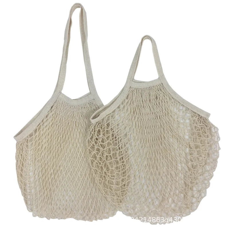 Sac Filet Réutilisable – Tote Bag Coton pour Fruits & Légumes, forme en filet idéale pour le shopping écologique