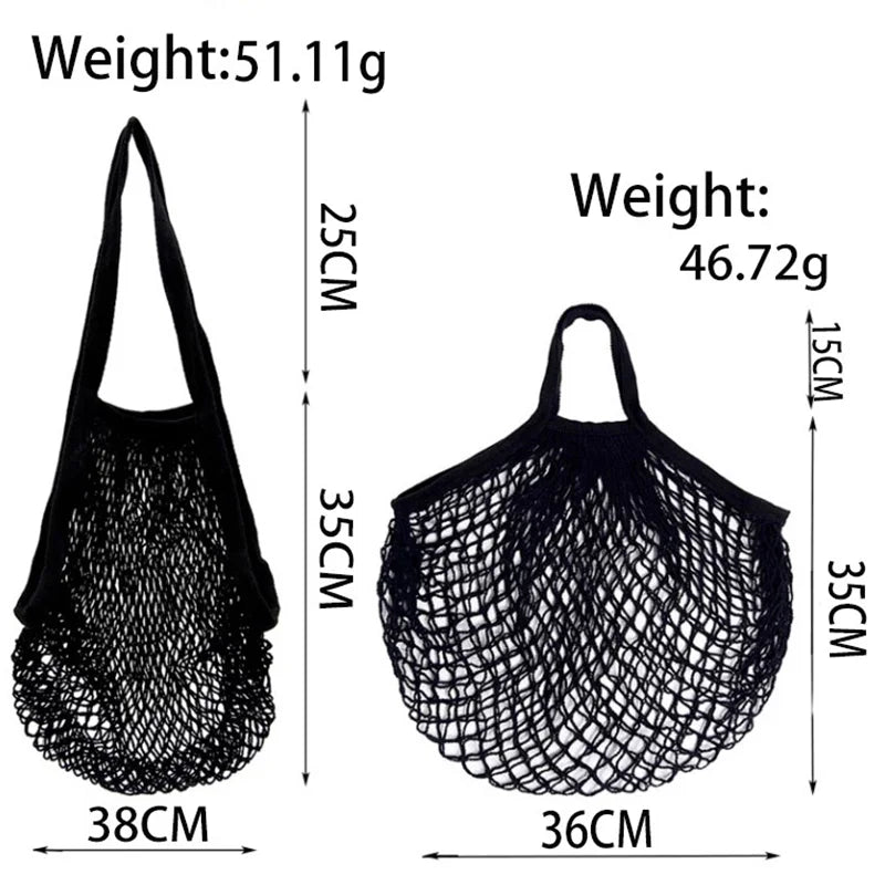 Sac Filet Réutilisable – Tote Bag Coton pour Fruits & Légumes avec dimensions et poids affichés