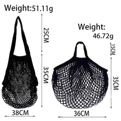 Sac Filet Réutilisable – Tote Bag Coton pour Fruits & Légumes avec dimensions et poids affichés