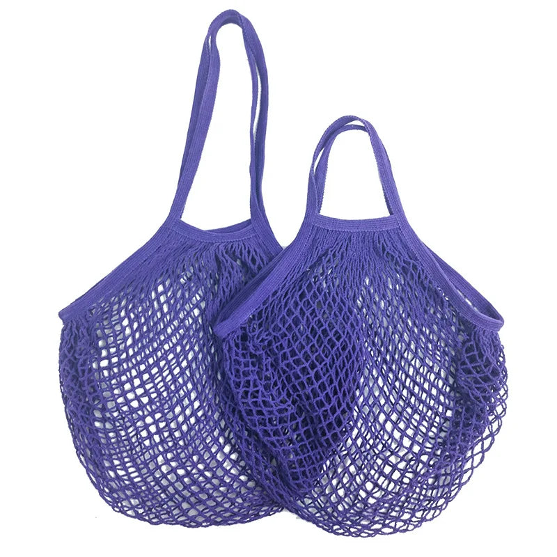 Sac Filet Réutilisable – Tote Bag Coton pour Fruits & Légumes en violet avec anses robustes