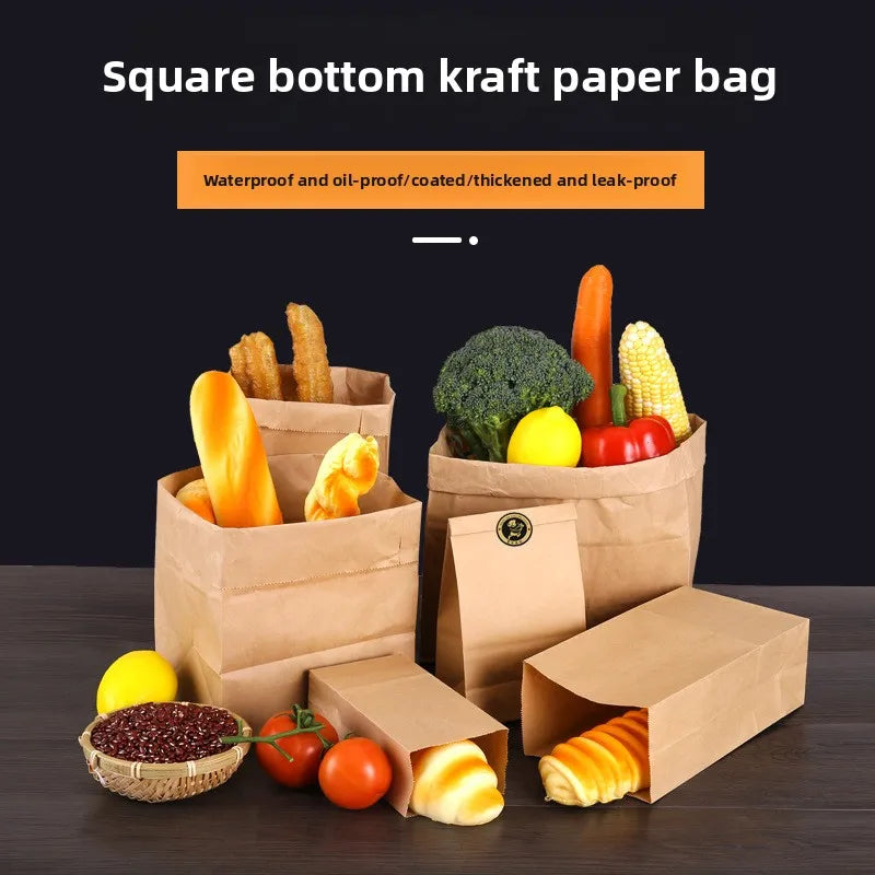 Sac Kraft Multi-Usage Étanche et Résistant – 1 à 30 pcs avec légumes et pains dans un cadre élégant