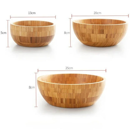 Saladier en bambou naturel Élégance artisanale pour préparer et servir vos recettes, disponible en trois tailles.