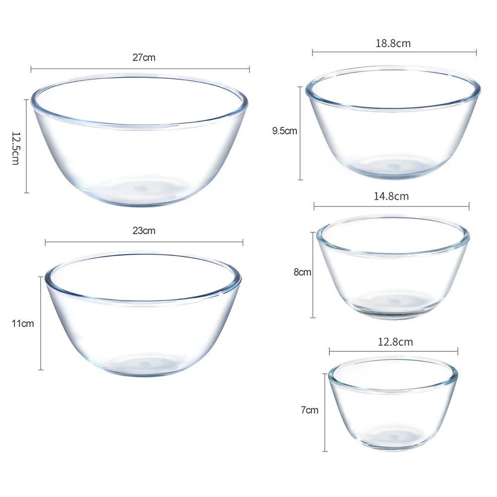 Ensemble de saladier en verre transparent contenant 4 tailles de 500 ml à 4,5 L pour la cuisine