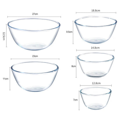 Ensemble de saladier en verre transparent contenant 4 tailles de 500 ml à 4,5 L pour la cuisine