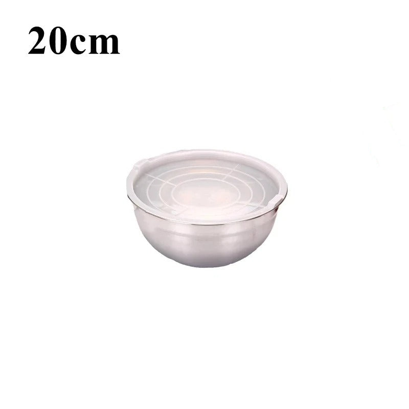 Saladier Inox avec Couvercle Bol à Mélanger Hermétique pour Cuisine et Pâtisserie de 20 cm