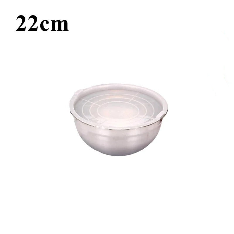 Saladier Inox avec Couvercle Bol à Mélanger Hermétique pour Cuisine et Pâtisserie de 22 cm en acier inoxydable