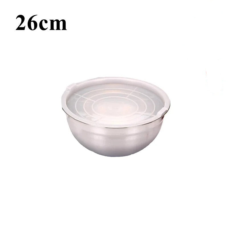 Saladier Inox avec Couvercle Bol à Mélanger Hermétique pour Cuisine et Pâtisserie de 26 cm
