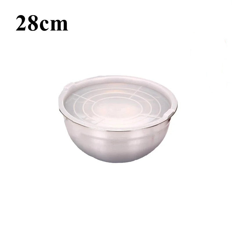 Saladier Inox avec Couvercle Bol à Mélanger Hermétique pour Cuisine et Pâtisserie de 28 cm