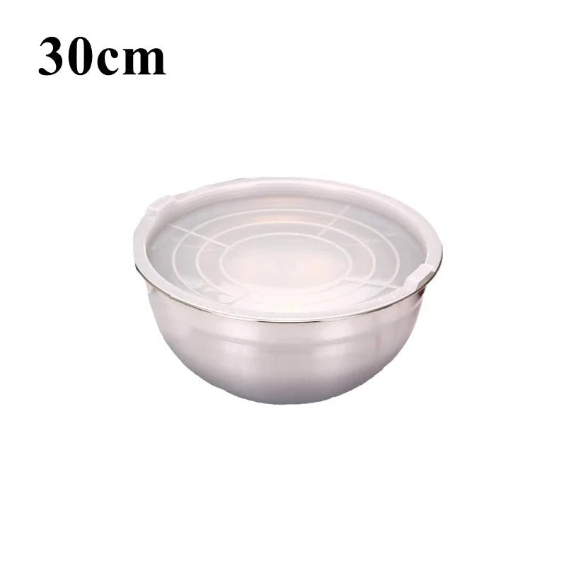 Saladier Inox avec Couvercle Bol à Mélanger Hermétique pour Cuisine et Pâtisserie de 30 cm
