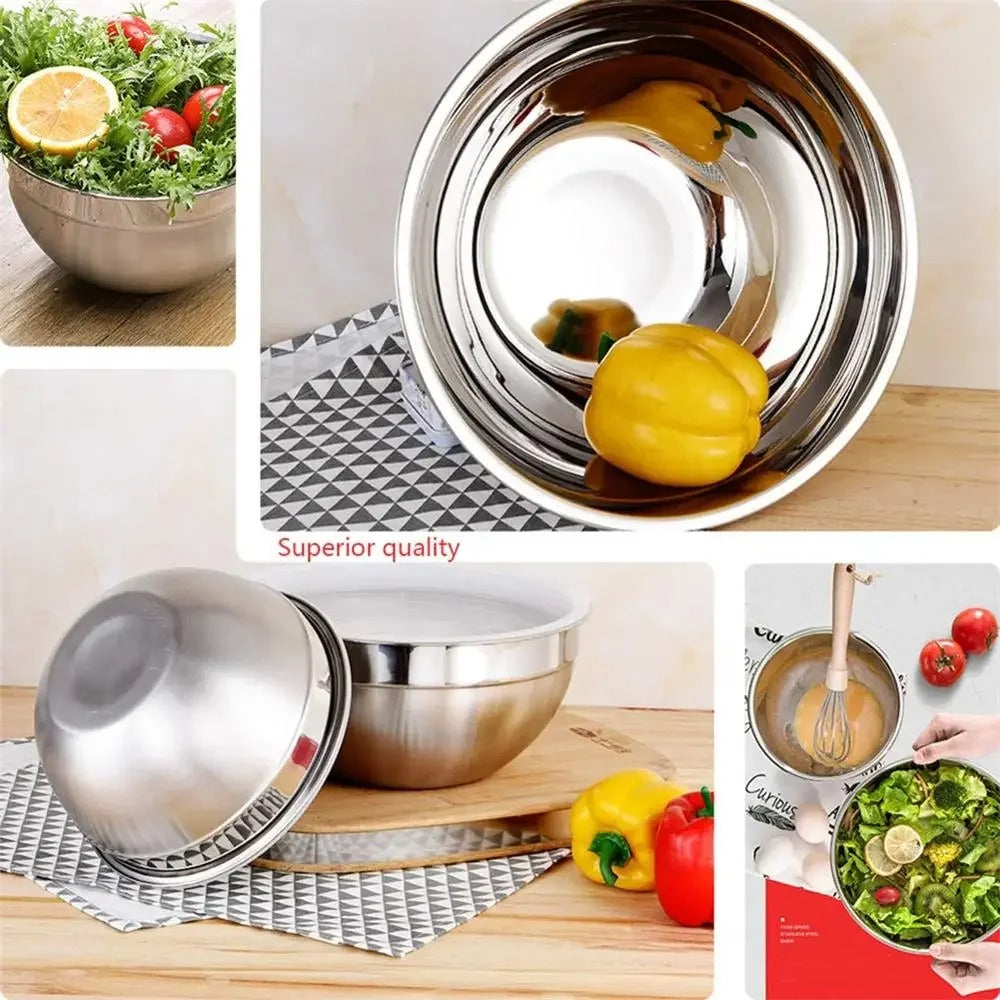 Saladier Inox avec Couvercle Bol à Mélanger Hermétique pour Cuisine et Pâtisserie avec légumes frais