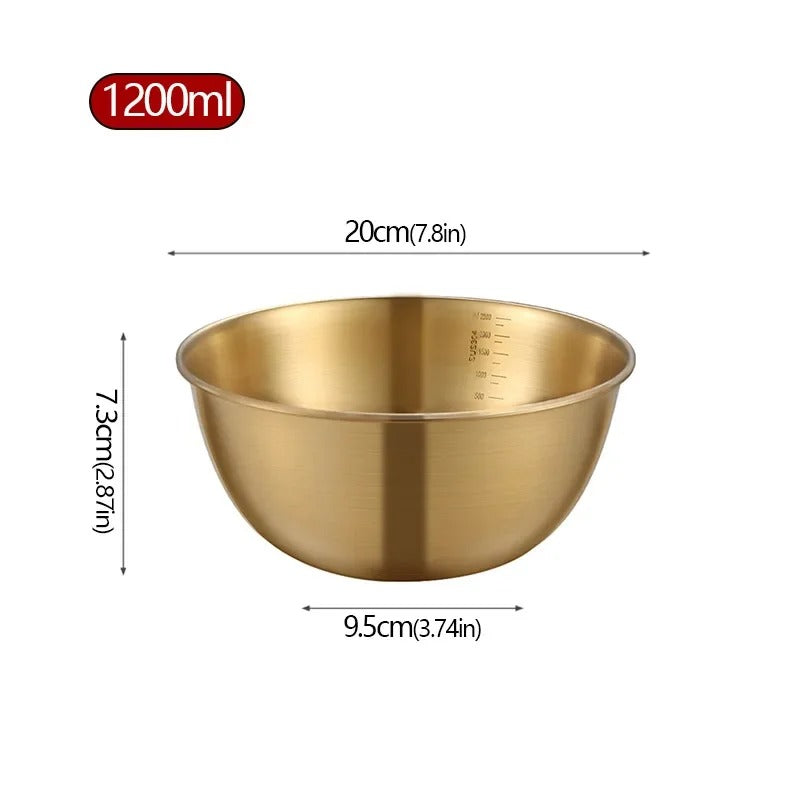 Saladier inox pâtisserie avec graduation Bol en acier inoxydable 304 anti brûlure de 1200ml pour pâtisserie
