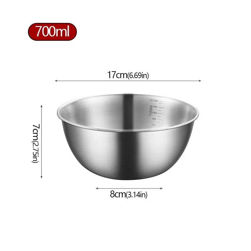 Saladier inox pâtisserie avec graduation en acier inoxydable 304 anti brûlure, 700ml de capacité