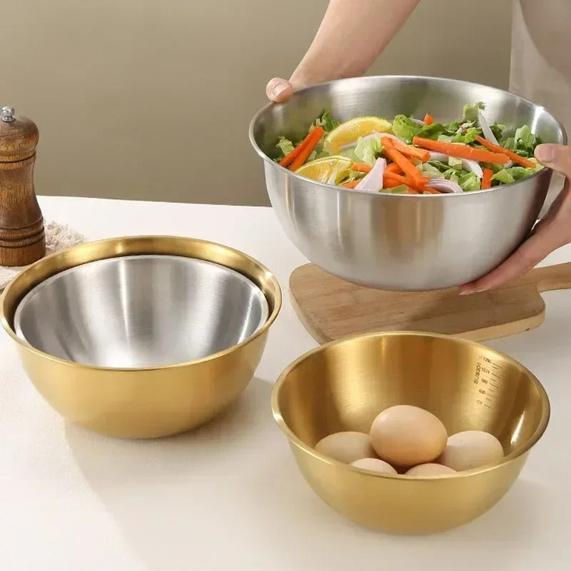 Saladier inox pâtisserie avec graduation, bol en acier inoxydable 304, idéal pour préparer des plats sans brûlures