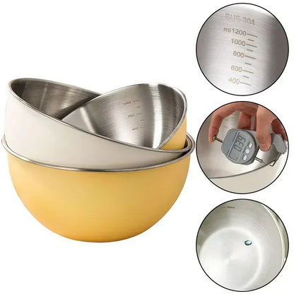 Saladier inox pâtisserie avec graduation Bol en acier inoxydable 304 anti brûlure et design pratique empilable